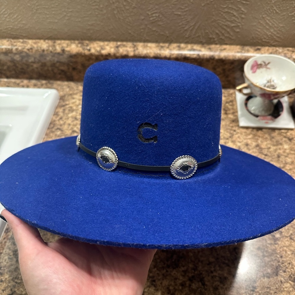Stylish Blue and Silver Western Hat